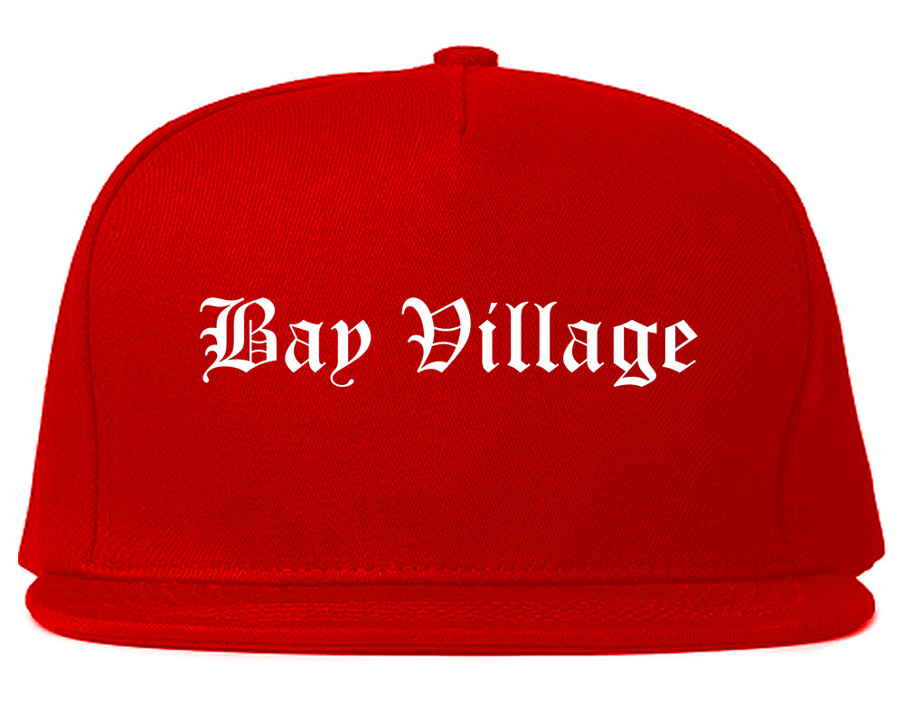 Bay Village Ohio OH Old English Mens Snapback Hat Red