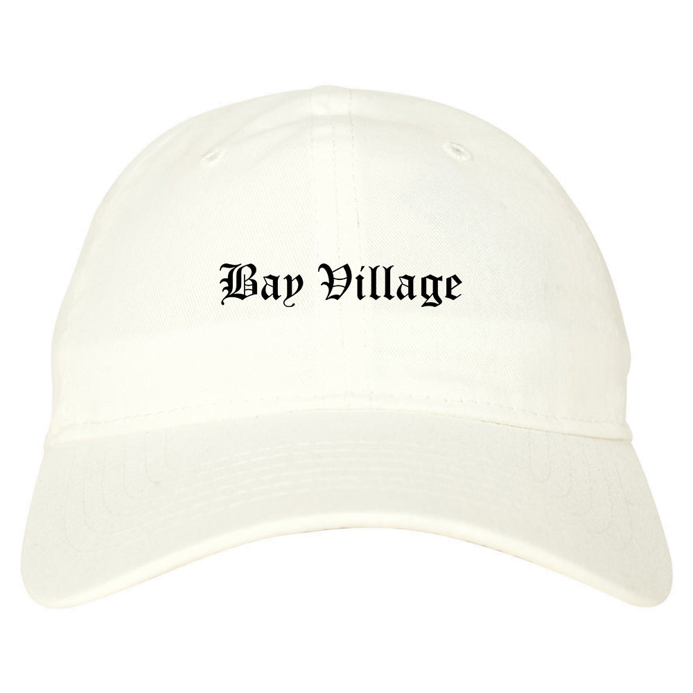 Bay Village Ohio OH Old English Mens Dad Hat Baseball Cap White