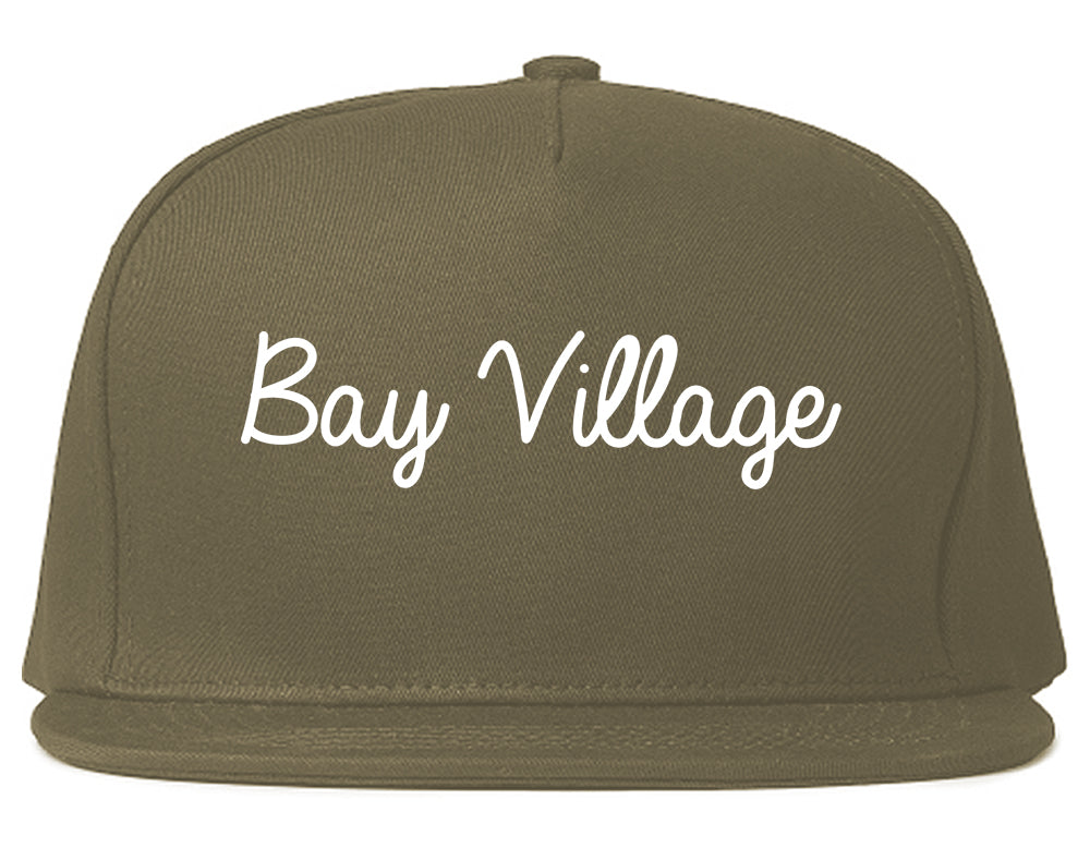 Bay Village Ohio OH Script Mens Snapback Hat Grey