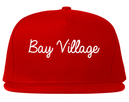 Bay Village Ohio OH Script Mens Snapback Hat Red