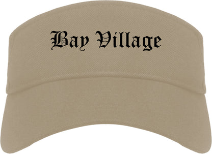 Bay Village Ohio OH Old English Mens Visor Cap Hat Khaki