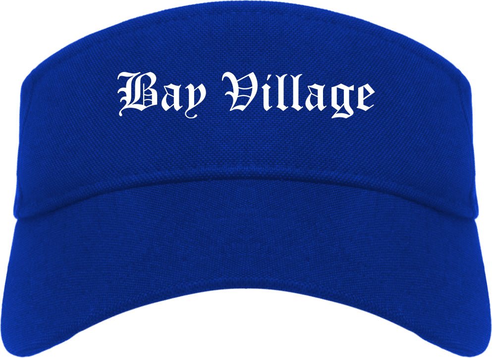 Bay Village Ohio OH Old English Mens Visor Cap Hat Royal Blue