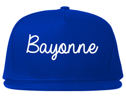 Bayonne New Jersey NJ Script Mens Snapback Hat Royal Blue