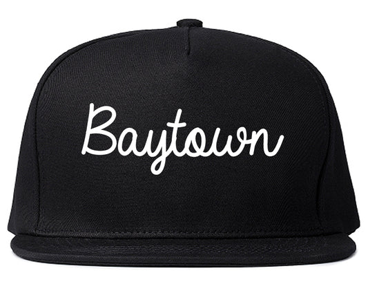 Baytown Texas TX Script Mens Snapback Hat Black