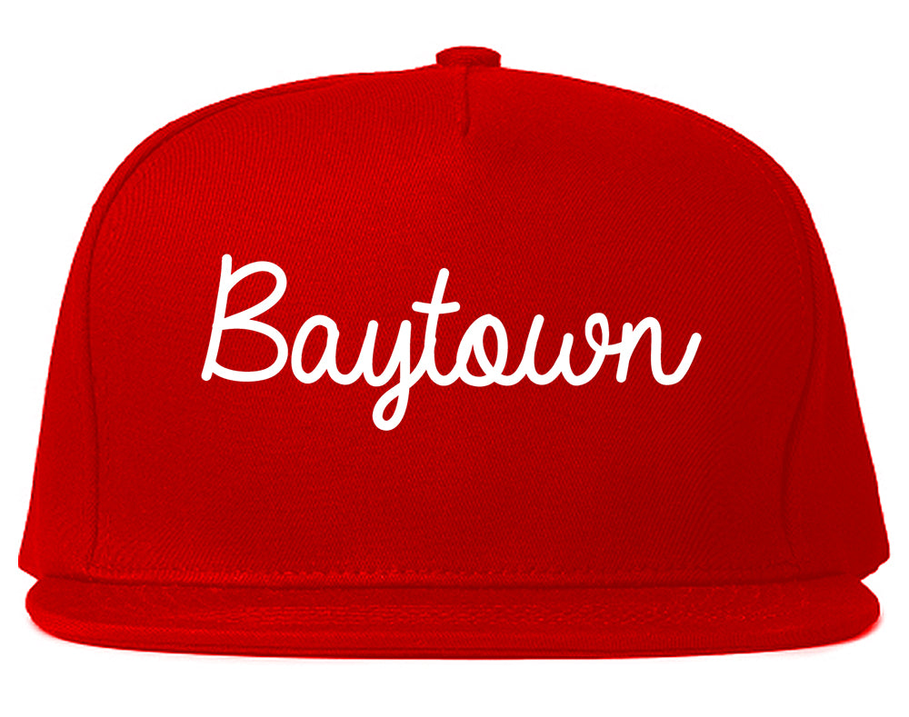 Baytown Texas TX Script Mens Snapback Hat Red