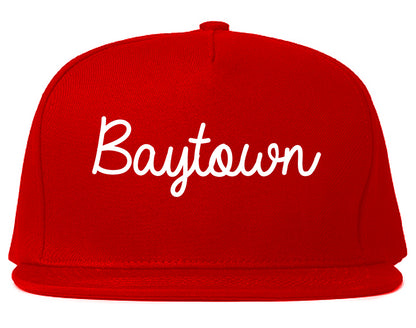 Baytown Texas TX Script Mens Snapback Hat Red
