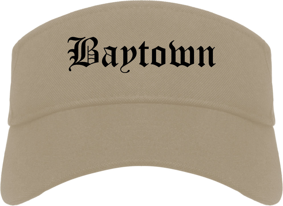 Baytown Texas TX Old English Mens Visor Cap Hat Khaki