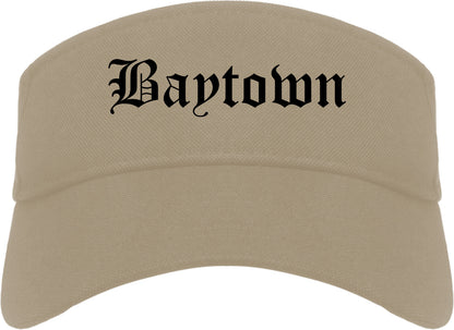 Baytown Texas TX Old English Mens Visor Cap Hat Khaki
