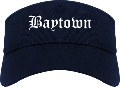 Baytown Texas TX Old English Mens Visor Cap Hat Navy Blue