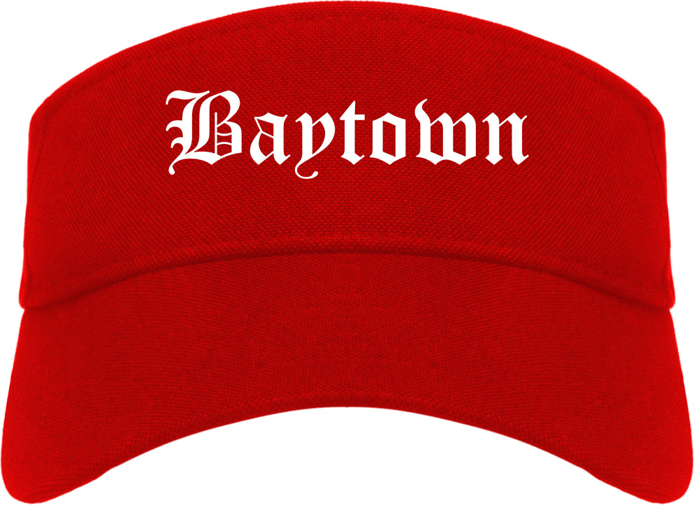 Baytown Texas TX Old English Mens Visor Cap Hat Red