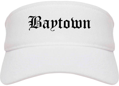 Baytown Texas TX Old English Mens Visor Cap Hat White