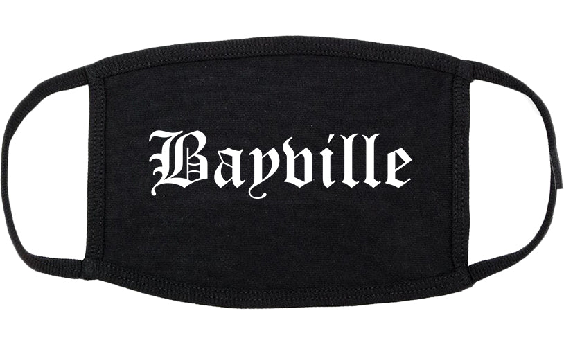 Bayville New York NY Old English Cotton Face Mask Black