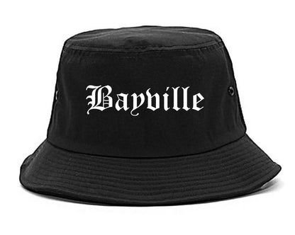 Bayville New York NY Old English Mens Bucket Hat Black