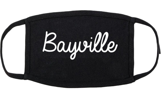 Bayville New York NY Script Cotton Face Mask Black