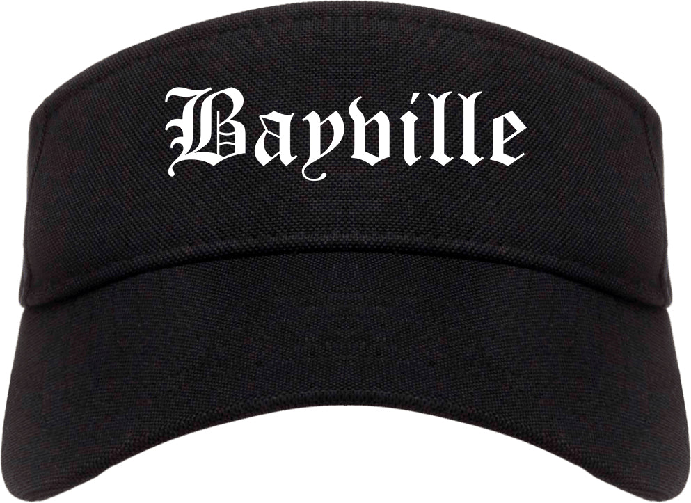 Bayville New York NY Old English Mens Visor Cap Hat Black