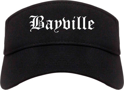 Bayville New York NY Old English Mens Visor Cap Hat Black