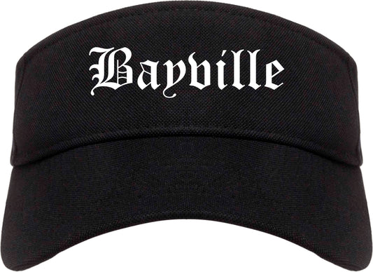 Bayville New York NY Old English Mens Visor Cap Hat Black