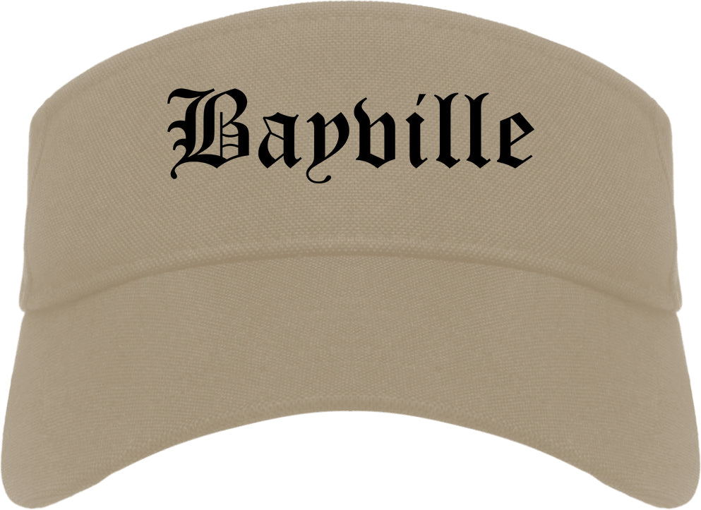 Bayville New York NY Old English Mens Visor Cap Hat Khaki