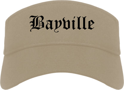 Bayville New York NY Old English Mens Visor Cap Hat Khaki