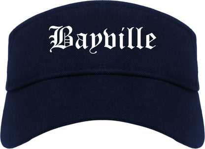 Bayville New York NY Old English Mens Visor Cap Hat Navy Blue