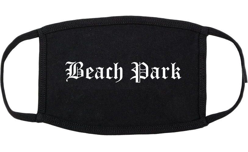 Beach Park Illinois IL Old English Cotton Face Mask Black