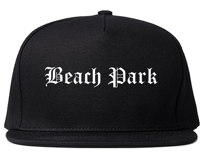 Beach Park Illinois IL Old English Mens Snapback Hat Black