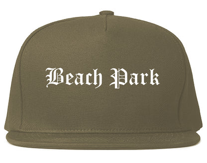 Beach Park Illinois IL Old English Mens Snapback Hat Grey