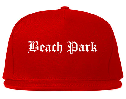 Beach Park Illinois IL Old English Mens Snapback Hat Red