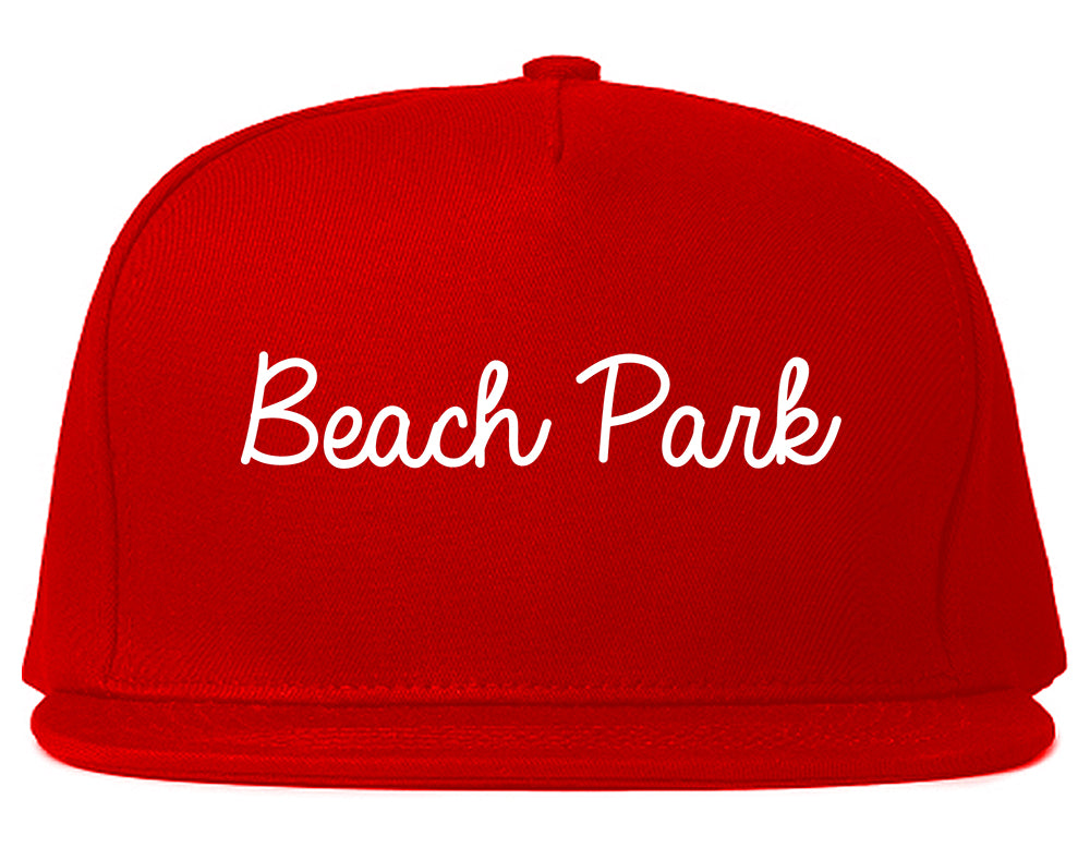 Beach Park Illinois IL Script Mens Snapback Hat Red