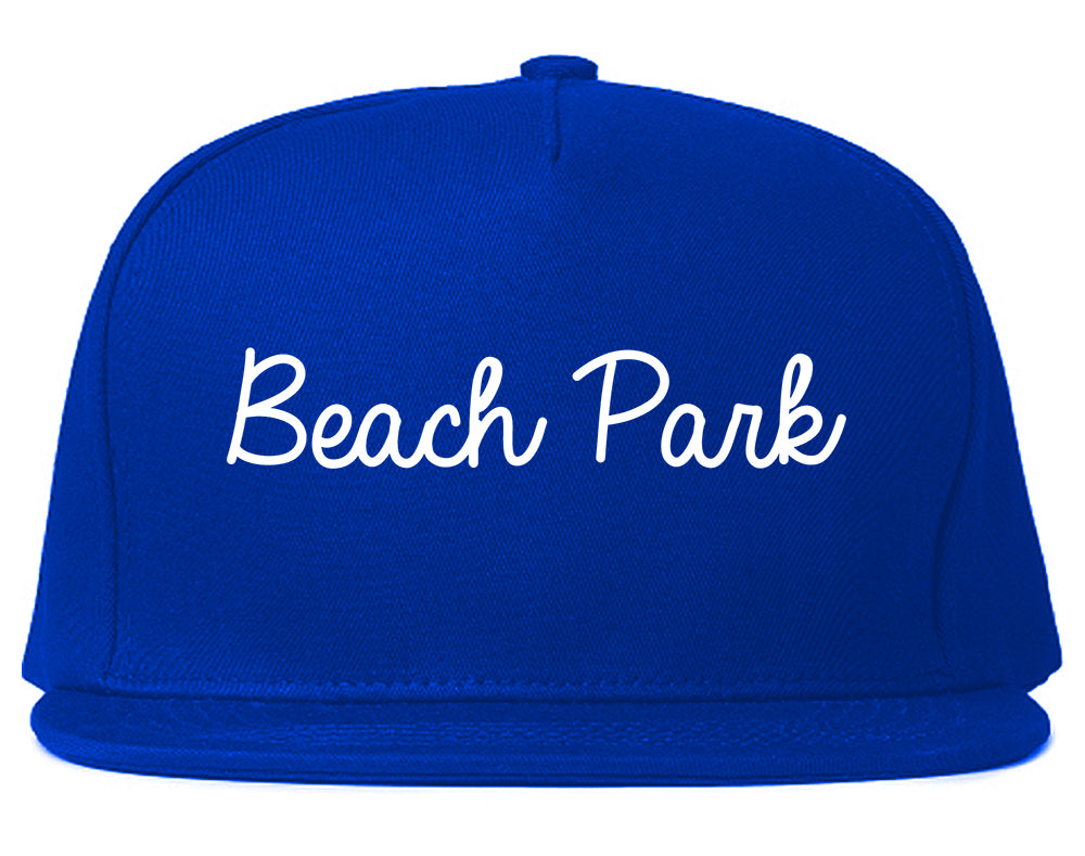 Beach Park Illinois IL Script Mens Snapback Hat Royal Blue