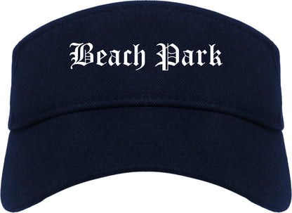 Beach Park Illinois IL Old English Mens Visor Cap Hat Navy Blue