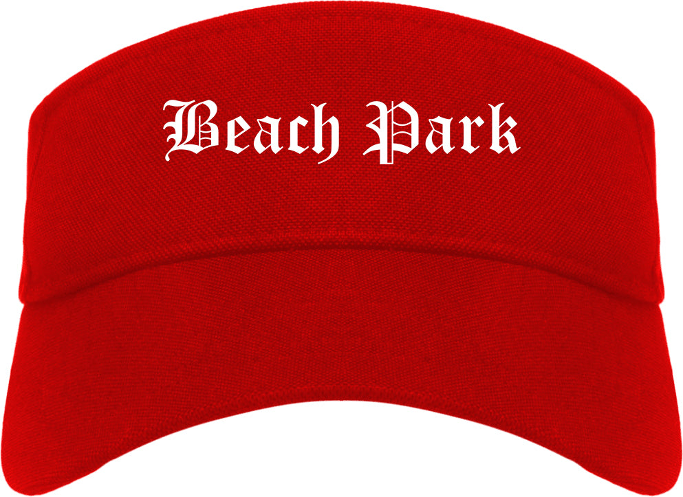 Beach Park Illinois IL Old English Mens Visor Cap Hat Red
