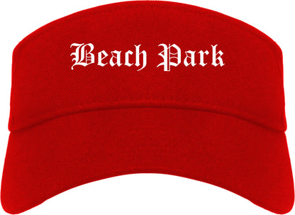 Beach Park Illinois IL Old English Mens Visor Cap Hat Red
