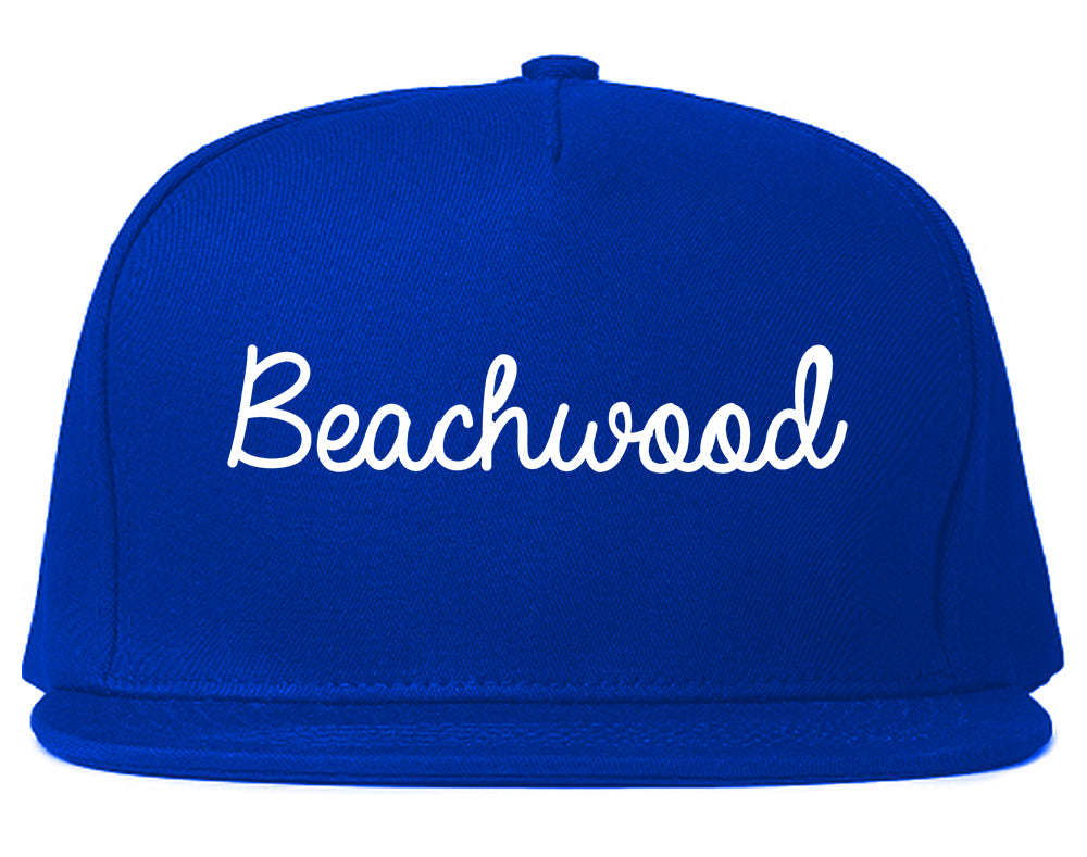Beachwood New Jersey NJ Script Mens Snapback Hat Royal Blue