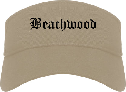 Beachwood New Jersey NJ Old English Mens Visor Cap Hat Khaki