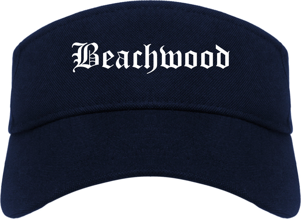 Beachwood New Jersey NJ Old English Mens Visor Cap Hat Navy Blue