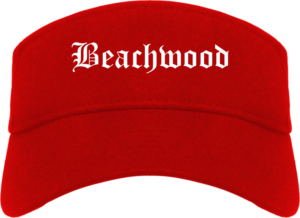 Beachwood New Jersey NJ Old English Mens Visor Cap Hat Red
