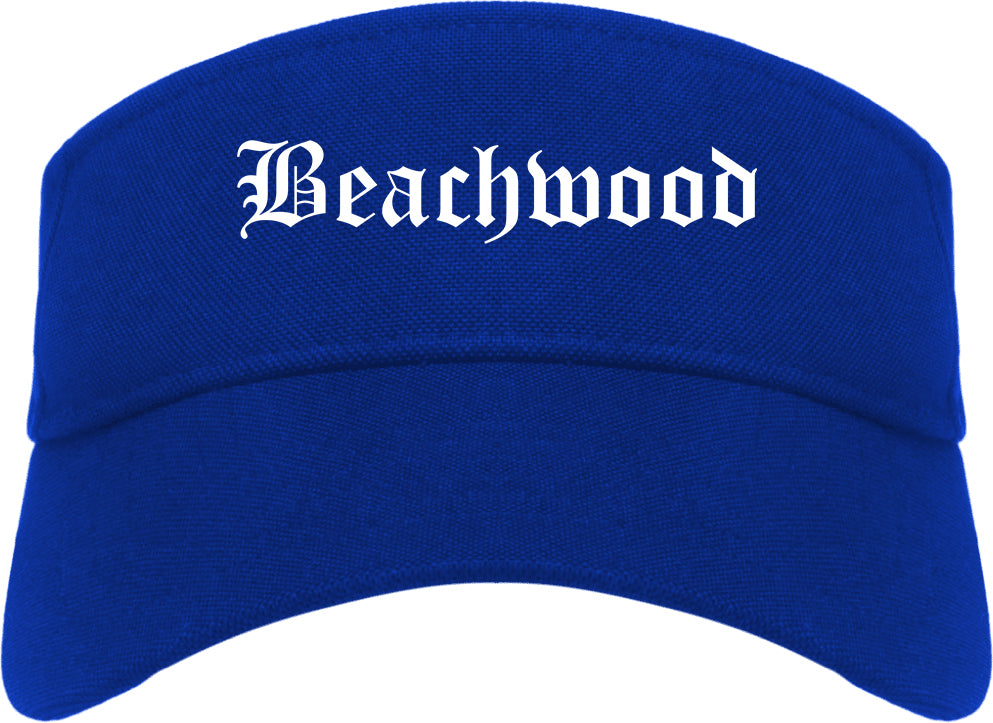 Beachwood New Jersey NJ Old English Mens Visor Cap Hat Royal Blue