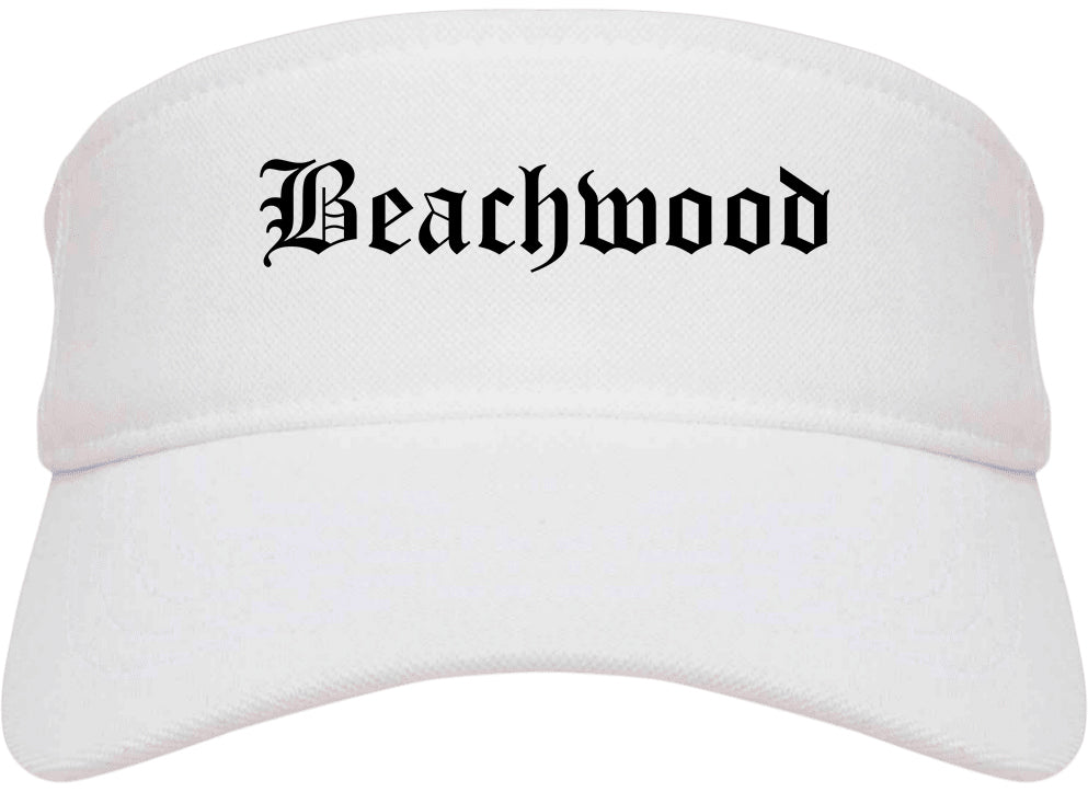 Beachwood New Jersey NJ Old English Mens Visor Cap Hat White
