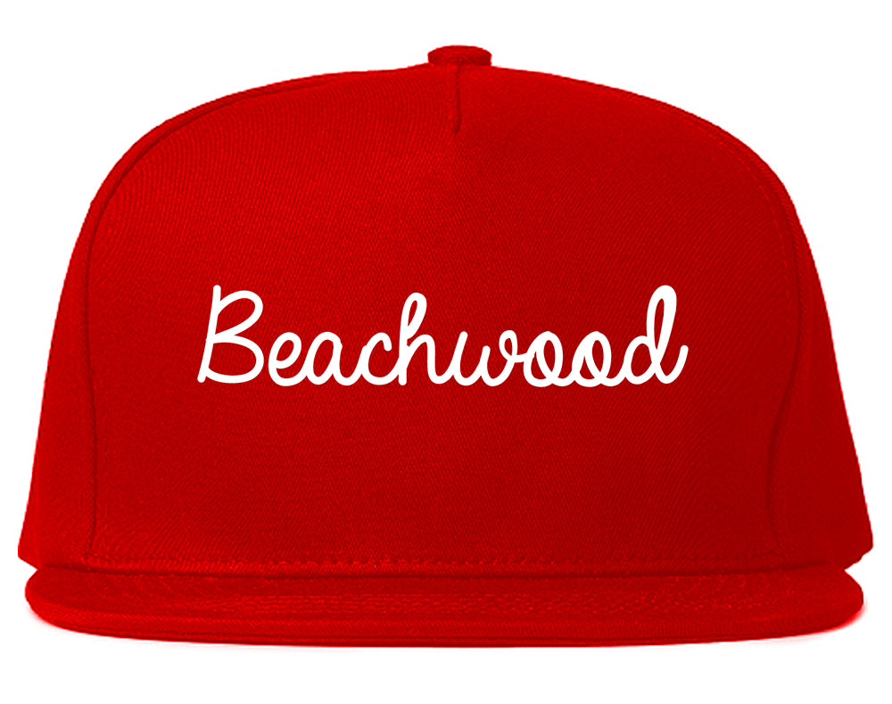 Beachwood Ohio OH Script Mens Snapback Hat Red