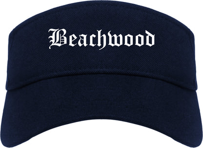Beachwood Ohio OH Old English Mens Visor Cap Hat Navy Blue