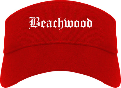 Beachwood Ohio OH Old English Mens Visor Cap Hat Red