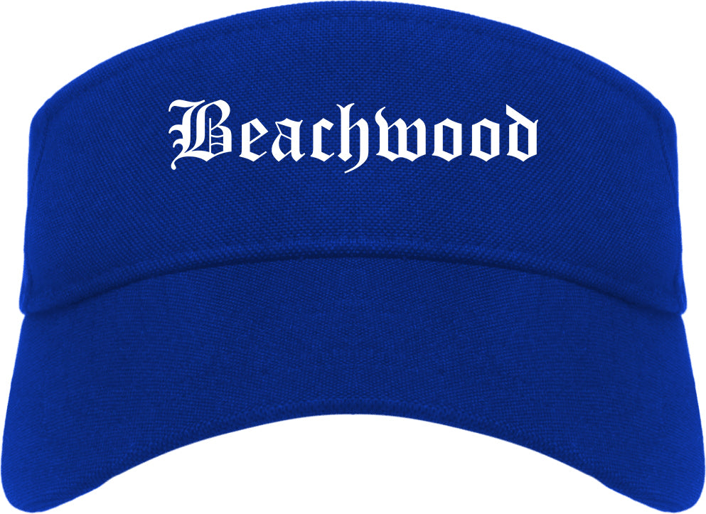 Beachwood Ohio OH Old English Mens Visor Cap Hat Royal Blue