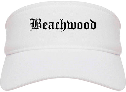 Beachwood Ohio OH Old English Mens Visor Cap Hat White