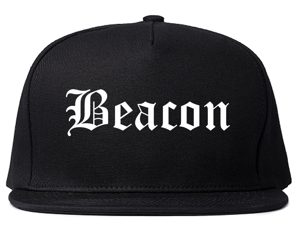 Beacon New York NY Old English Mens Snapback Hat Black