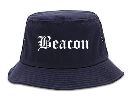 Beacon New York NY Old English Mens Bucket Hat Navy Blue