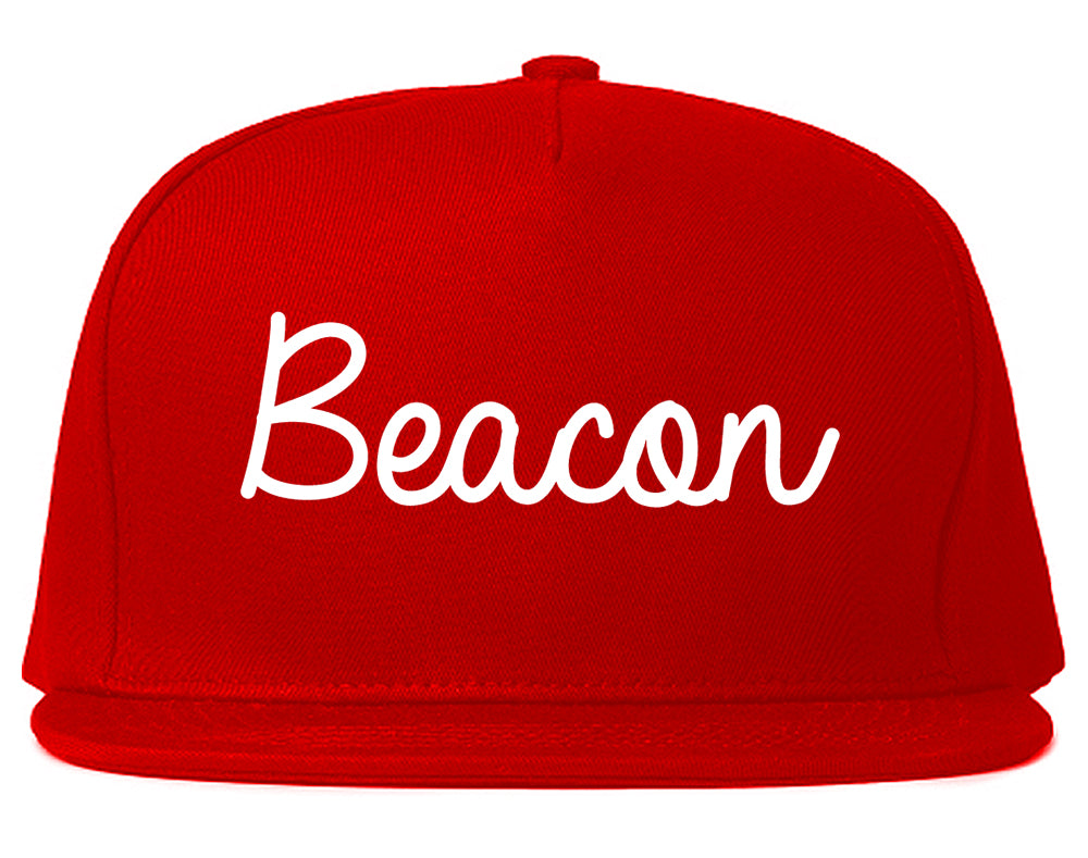 Beacon New York NY Script Mens Snapback Hat Red