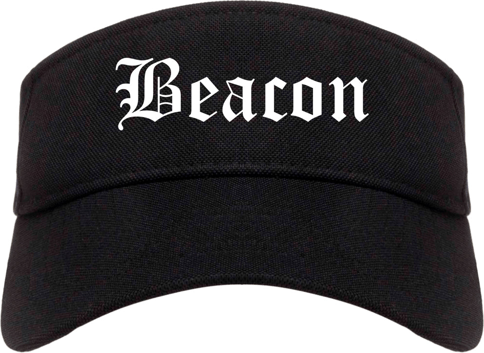 Beacon New York NY Old English Mens Visor Cap Hat Black