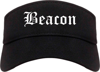 Beacon New York NY Old English Mens Visor Cap Hat Black