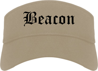Beacon New York NY Old English Mens Visor Cap Hat Khaki